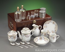 French 18thC traveling Tea and Liqueur Service in a chest, Rau Antiques