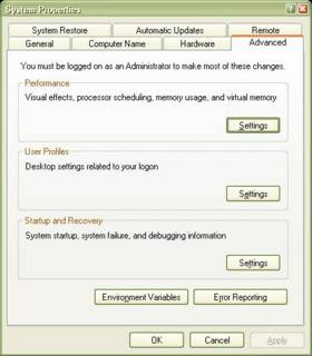 System Properties Window