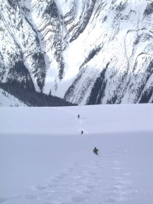 Powder Skiing on the Vertebrae Glacier