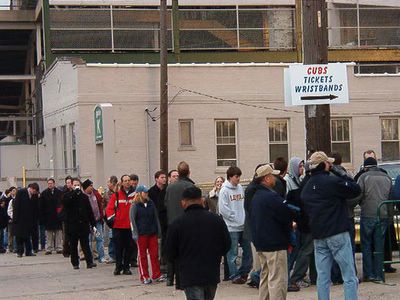 The Line Stretches Down Waveland at 5 p.m. - 02/23/2005