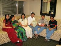 After everyone left. From right-Ravi, Krishna with his li'l Shruti, Srini & Shanti