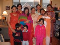 Everyone who gathered for the function. From left, Twinkle, Minakshi & her son Kush, my Mom, Kavya, my Grand-Ma, Rushali, Aparajita's daughter Arya, Shanti and her li'l Shruti, Aparajita