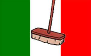 bandiera italiana con scopa al centro