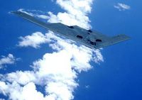 OVER THE PACIFIC OCEAN -- A B-2 Spirit soars through the sky after a refueling mission here May 2. The B-2 is assigned to the 393rd Expeditionary Bomb Squadron from Whiteman Air Force Base, Mo. The bomber is currently deployed to Andersen AFB, Guam, as part of a continuous bomber presence in the Asia-Pacific region. (U.S. Air Force photo by Tech. Sgt. Cecilio Ricardo)