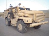 The Cougar, a Mine Resistant Ambush Protected vehicle, is the next generation of combat vehicles and is currently being used in Operation Iraqi Freedom. The v-shaped hull assists deflection of a mine or improvised explosive device blast away from the vehicle’s capsule, keeping the passengers safe and the vehicle intact. The ballistic glass with gun ports allow the passengers to engage insurgents ambush attempts without leaving the cab. Photo by: official USMC photo