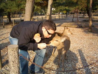 Nate with a bitty little deer