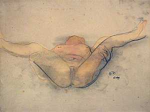 Auguste Rodin - Femme nue sur le dos, maintenant les cuisses écartées (ca 1900)