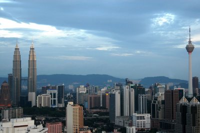 Kuala Lumpur skyline including Petronas twin tower and KL Tower
