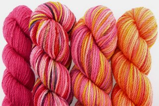 Koigu's Kersti Yarn in shades of red