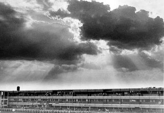 If you base your exposure on the bottom portion of the picture, the sky will be completely burned out, and the clouds won’t record at all on the film. On the other hand, if you meter for the clouds, then the building will turn out too dark. Solution? Average your exposure; if the sky calls for f/16 and the foreground is at f/8, use f/11 as your opening; Rizal High School 1990; photo by Atty. Galacio