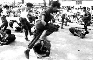 If the subject is moving across the film plane, you have to use 1/250 sec or higher.; Rizal High School 1992; photo by Atty. Galacio