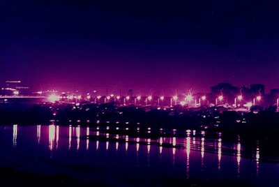 I took this picture 1997 or 1998 along the floodway in Pasig; by playing around with the filtration settings, I was able to come with this dramatic shot of the lights along the floodway; I was in the middle of the Legaspi Bridge at around 7 PM, and I used my beloved Canon AE-1 Program camera with a Vivitar 28-210 mm zoom lens; photo by Atty. Galacio