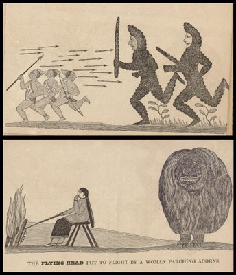 Cusick's Six Nations - The Stonish People and The Flying Head put to flight by a woman parching acorns