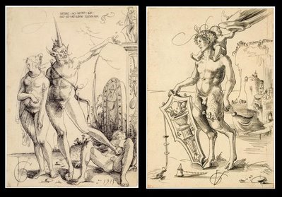 Satyr with woman and Satyr by the sea