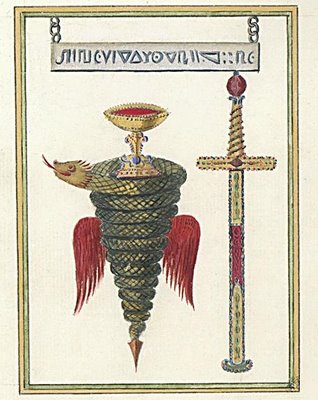 Coiled Snake, Chalice and Sword