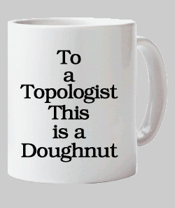 (coffee cup) To a topologist, this is a donut