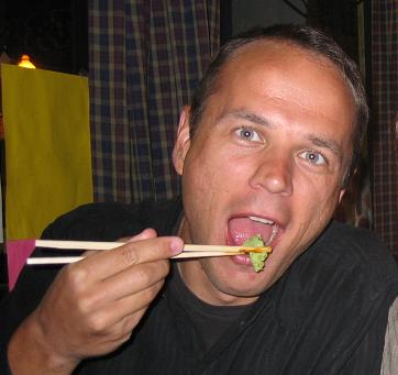 Joel eating wasabi