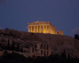 Temple of Athena at night, Athens