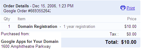 Google Checkout for Google Apps Purchase