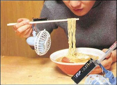 use this attached fan chopstick to eat your hot ramen (naruto's favourite food)