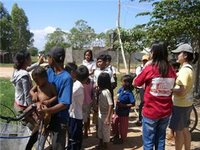 Giving candies to kids