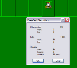 freecell winning streak at 31