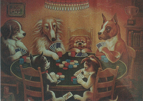 Perros jugando al póquer