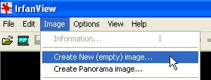 Irfanview creat new empty image