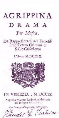 Title page of Agrippina, by G. F. Handel