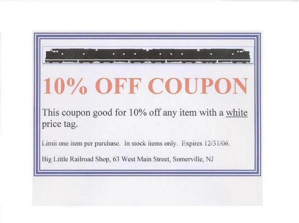 Railway discount coupons