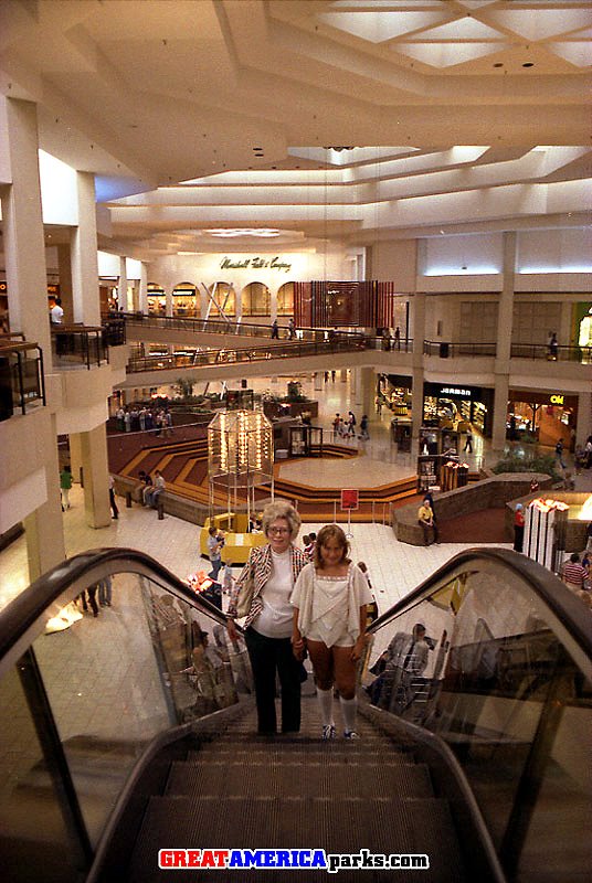 A mid-70's view of the Grand Court at Woodfield Mall in Schaumburg, Illinois
