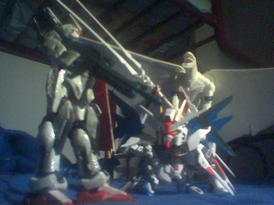 GUNDAM-B: Not to worry, GUNDAM-M... if anything happens, i'll be your assistant... GUNDAM-B: Thanks, pal... EVANGELION: Huh? (repeatedly)