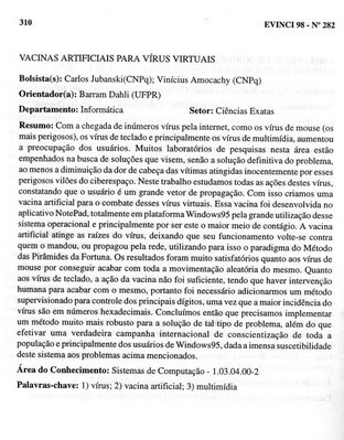 Vacinas Artificiais para Vírus Virtuais