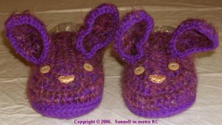 crocheted purple bunny slippers