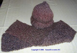 knit hat and scarf in Homespun yarn