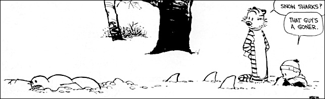 Calvin & Hobbes snowman sharks