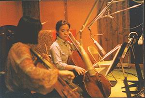 The beautiful String Players in the studio