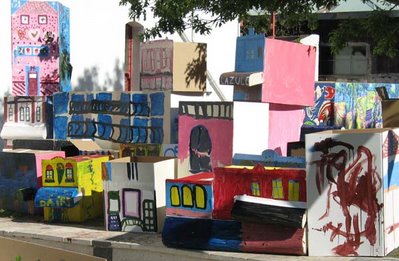 Cuber Street: cardboard renditions of local buildings at the Cuba St Carnival