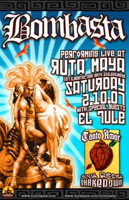 Bombasta and El Tule will play Ruta Maya Riverwalk Saturday night