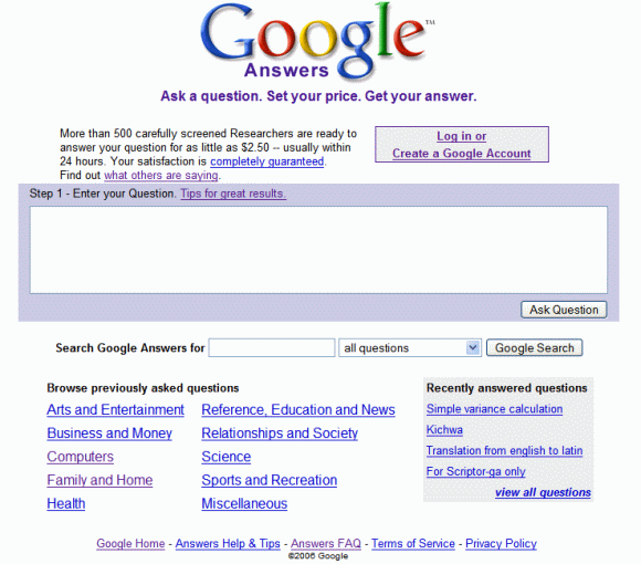 Google Operating System: The Failure of Google Answers