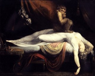 Nightmare by Henri Fuseli (imp sitting on sleeping woman)