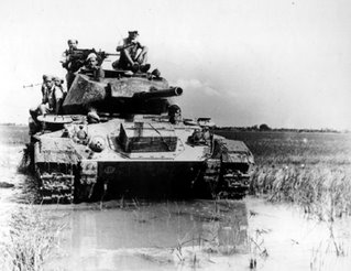 French soldiers on tank in Vietnam