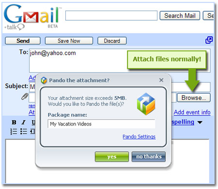 Pando Email Plug-ins - Gmail Screenshot