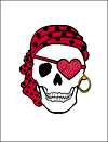 Valentine Pirate Skull Greeting Card