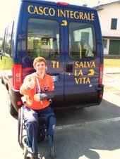 THE PROMOTER RODOLFO MANFREDI AND A VAN  FOR INTEGRAL HELMET CAMPAIGN IN ITALY