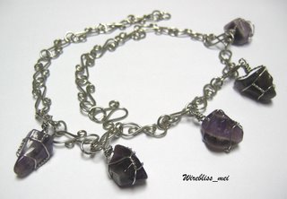 wire wrapped amethyst crystals necklace