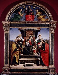 Raphael, Madonna and Child Enthroned with Saints