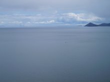 We took this picture of Lake Titicaca shortly after crossing the border from Peru