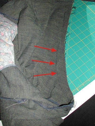 This shows that crotch scooping as sewn: