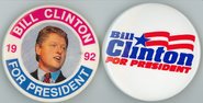1992 Bill Clinton for President buttons